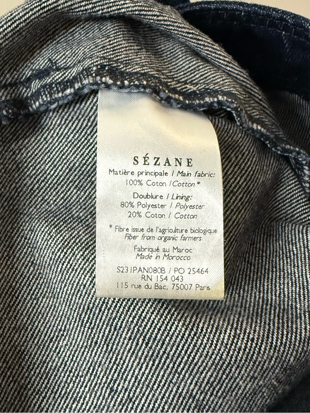 SEZANE Eric Trouser Retro 70s Parisian 100% Cotton Rigid Denim Jeans in Indigo - Picture 10 of 10